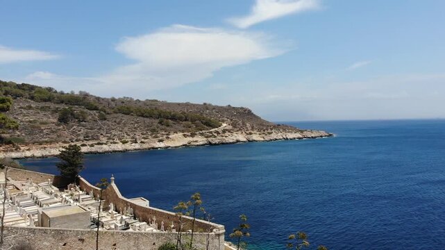 Drone Shot of Levanzo island Sicily Rocky Coast and Clear Water