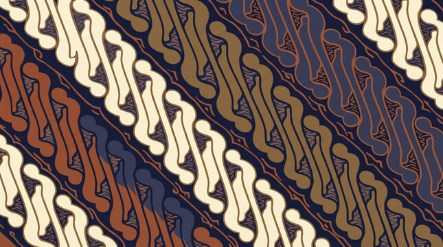 Illustration of the Parang Batik Pattern, one of the oldest batik motifs in Indonesia originating from Java, especially Surakarta (Solo) and Yogyakarta with a design like the letter S and a 45 degree