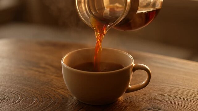 Coffee pouring into a cup.