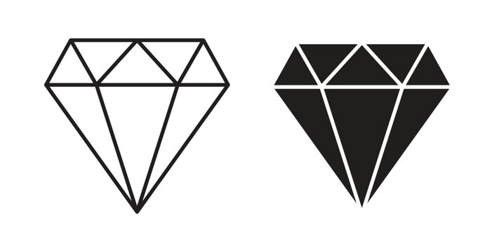 Diamond icon linear pictogram. Editable Stroke. Isolated Vector Illustration.