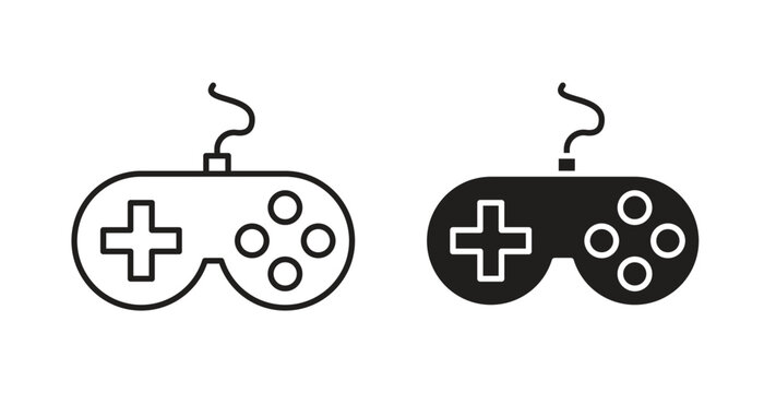 Gamepad icon linear pictogram. Editable Stroke. Isolated Vector Illustration.