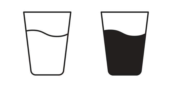 Glass Water icon linear pictogram. Editable Stroke. Isolated Vector Illustration.