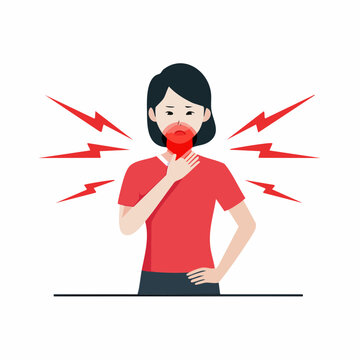 Woman with Sore Throat and Pain