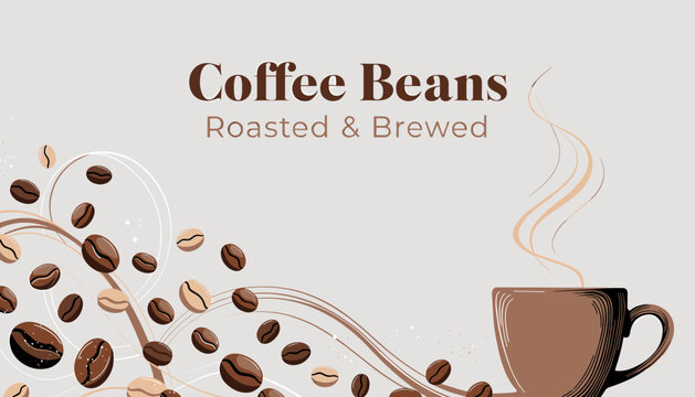 Aromatic Coffee Beans and a Steaming Cup, Illustrating the Art of Roasting and Brewing.