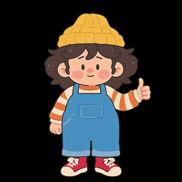 Cute Flat Art Cartoon Character Dubby Nodding - Green Screen Loop Animation