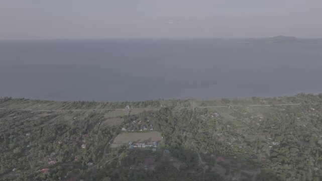 Drone shot overlooking the Lake Victoria from Mfangano Island Shoreline
