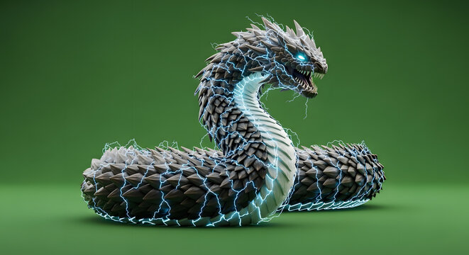 A futuristic creature with mirror skin poses against a green screen backdrop.