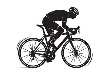 Obraz premium Minimal cyclist icon, Rider on bicycle silhouette, Cyclist silhouette vector.