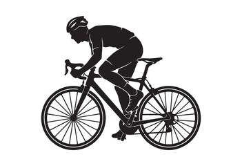 Fototapeta premium Minimal cyclist icon, Rider on bicycle silhouette, Cyclist silhouette vector.