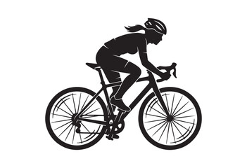 Naklejka premium Minimal cyclist icon, Rider on bicycle silhouette, Cyclist silhouette vector.