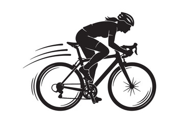 Obraz premium Minimal cyclist icon, Rider on bicycle silhouette, Cyclist silhouette vector.
