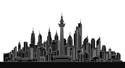 Obraz premium Auckland City Skyline Silhouette Vector Illustration