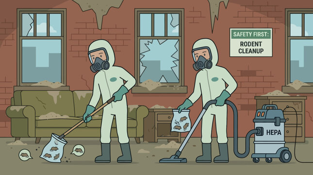 Hazmat Team Performing Professional Rodent Infestation Cleanup