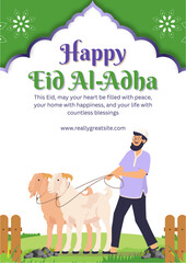 Fototapeta premium Eid al‑Adha Goat Festive Greeting Card