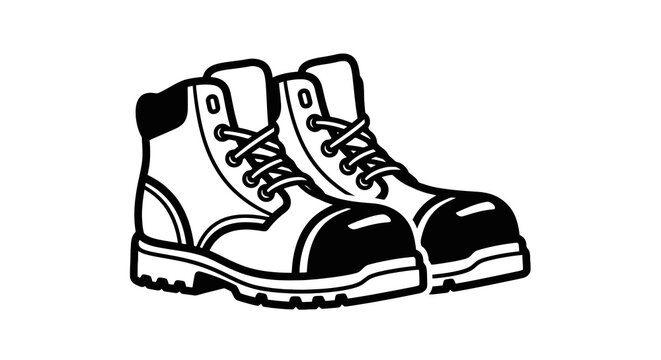 A pair of work boots side.