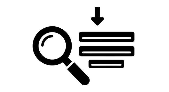 Magnifying glass searching document icon.