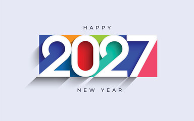 2027 happy new year celebration, Typography text 2027 font, text lettering 2027, holidays, Calendar 2027 cover template, Creative design for Greeting Lettering, Calligraphic number 2027 vector © Grap Score 