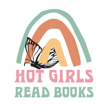 Hot girls read books book lover minimal boho typography
