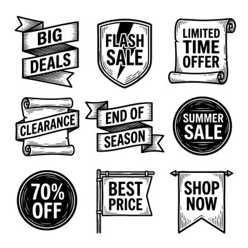 Black and white sale banners.