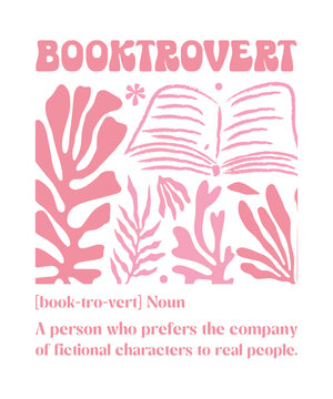 Booktrovert definition retro boho typography abstract art