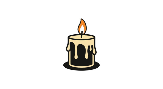 A single burning wax candle.