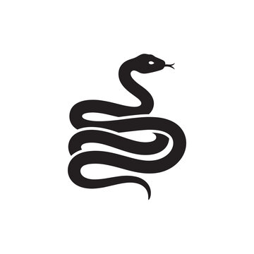 Minimalist Black Sinuous Snake Silhouette Crawling Right