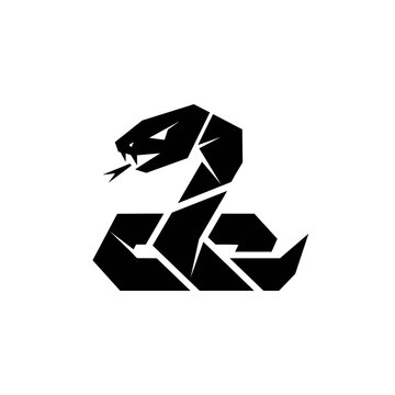 Geometric Stylized Black Snake Icon Design