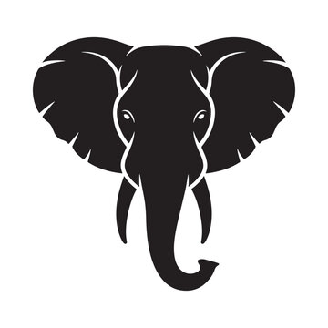 elephant head silhouette minimalist black and white graphic