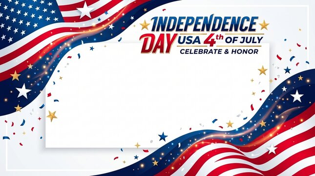 Independence day usa 4th of july celebration banner with american flag