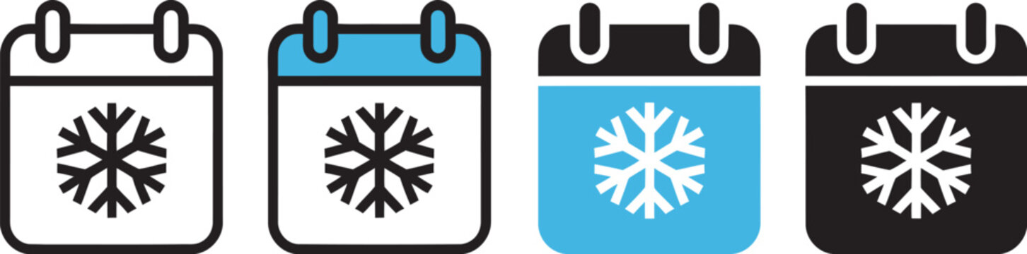 Winter Calendar Icon Representing Seasonal Events, Snowy Schedule Planning and Cold Weather Reminder Vector Designs