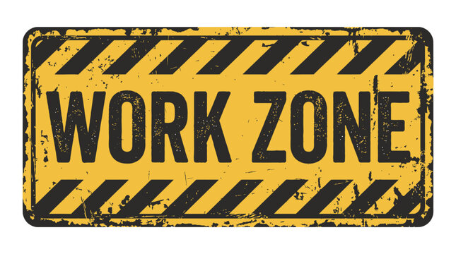 Caution Work Zone Signage Warning Yellow Black Stripes