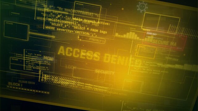 Cybersecurity HUD Interface Access Denied Warning and Data Scan