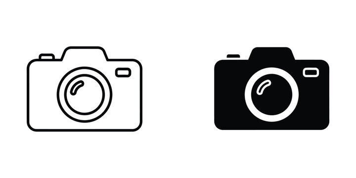Minimalist camera icon in black and white outline style
