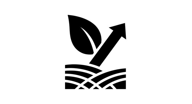 Black leaf growing upward symbol icon.