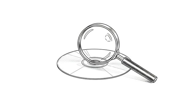 Magnifying glass on flat surface with detailed reflection.