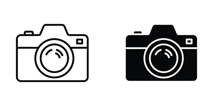 Minimalist camera icons in positive and negative contrast