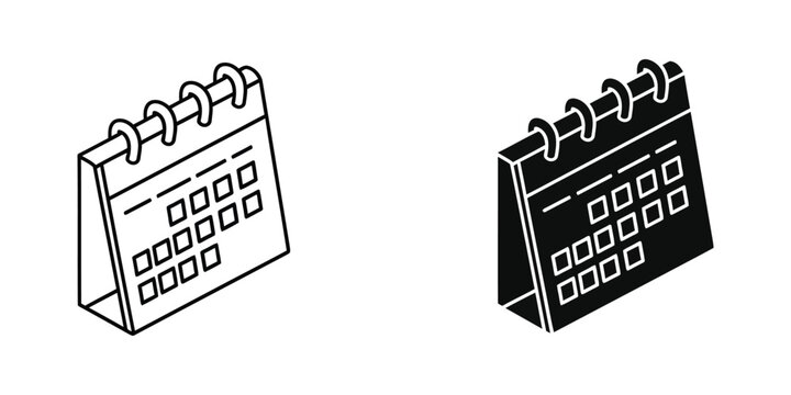 Two calendar icons with ring binding in different colors