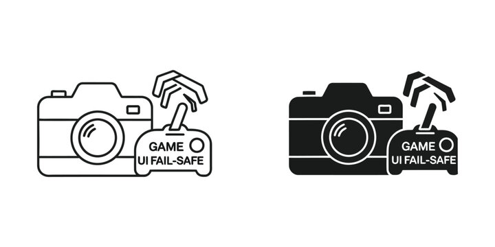 Game ui fail-safe camera icon with hand holding shutter button