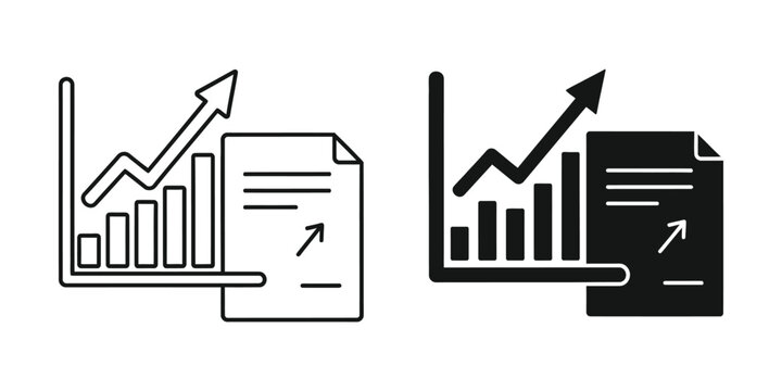 Growth chart and document icons with upward trend arrows