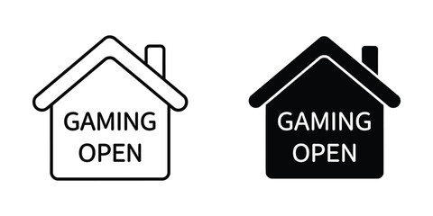 Obraz premium Gaming open house icon set - white and black vector illustration
