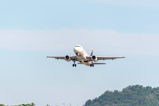 LATAM plane taking off from Santos Dumont Airport in Rio de Janeiro &ndash; Brazil
