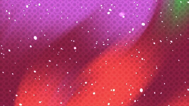 Abstract colorful gradient background with halftone dot pattern and white speckles.