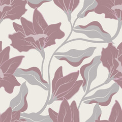Fototapeta premium Seamless trendy floral fabric print with stylized geometric blossoms floral pattern, perfectly suited for spring and autumn dresses, shirts, and lifestyle accessories, 