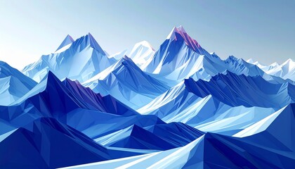 Fototapeta premium A breathtaking winter panorama of the snowy Swiss Alps peak under a blue sky, showcasing a majestic mountain landscape of rock and ice
