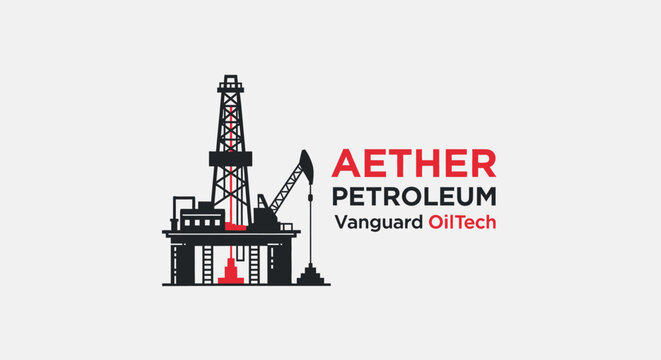 Aether Petroleum Vanguard OilTech logo with oil rig and pumpjack.