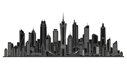 Fototapeta premium Guangzhou Skyline Silhouette Vector Illustration
