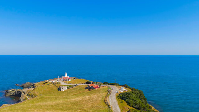 Sinop, Turkey. Inceburuun Lighthouse, located in central Sinop. Inceburuun is the northernmost point of Anatolia. Black Sea. Summer day., Aerial View