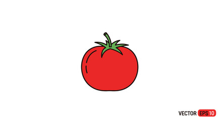 Obraz premium Single Red Tomato Icon, Simple Flat Design, Isolated on White Background, Vector Art