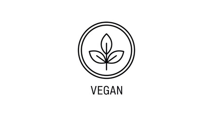 Fototapeta premium Vegan Symbol with Leaf Icon in Circle, Isolated on White Background