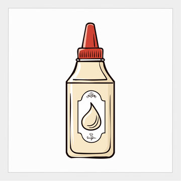 Illustration of a Squeeze Bottle with Creamy Sauce or Dressing